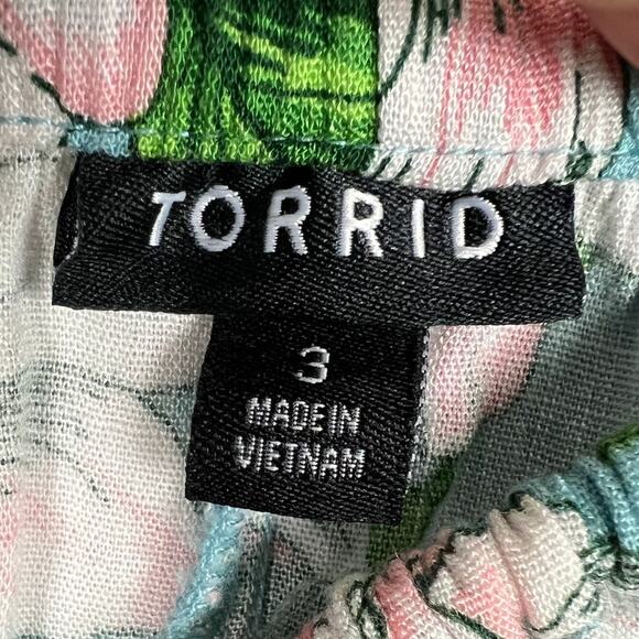 TORRID Women's 3X (3) Blue Floral Boho Rayon Slub Flutter Short Sleeve Blouse - Picture 7 of 12